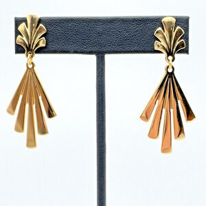 Vintage 80s Avon Earrings Dangle Pierced Gold Tone 2"